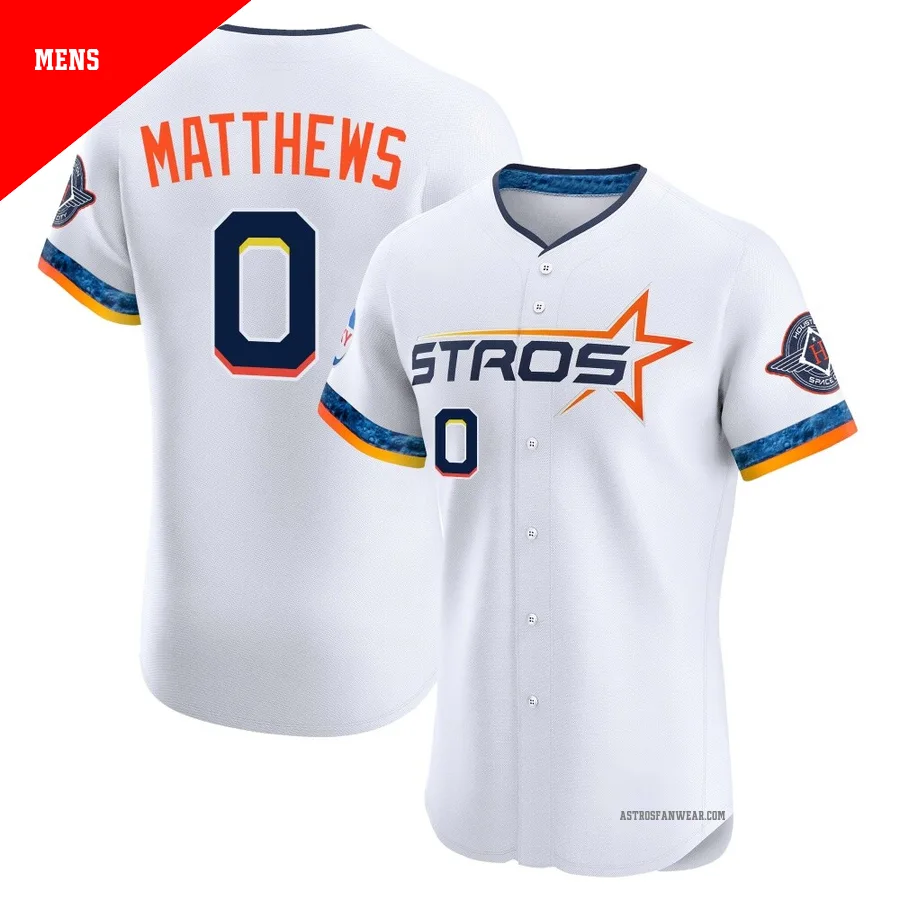 Houston Astros ＃0 Brice Matthews Men's White Elite 2025 City Connect Jersey