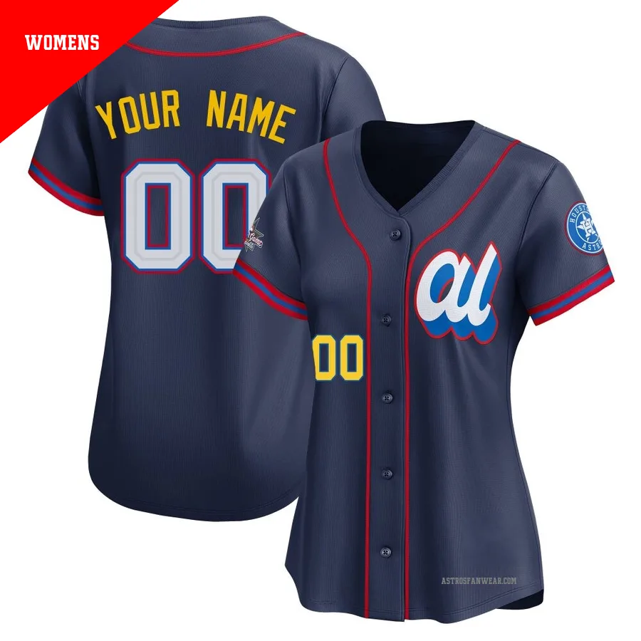 Houston Astros ＃00 Custom Women's Navy Limited American League 2025 All-Star Edition Jersey