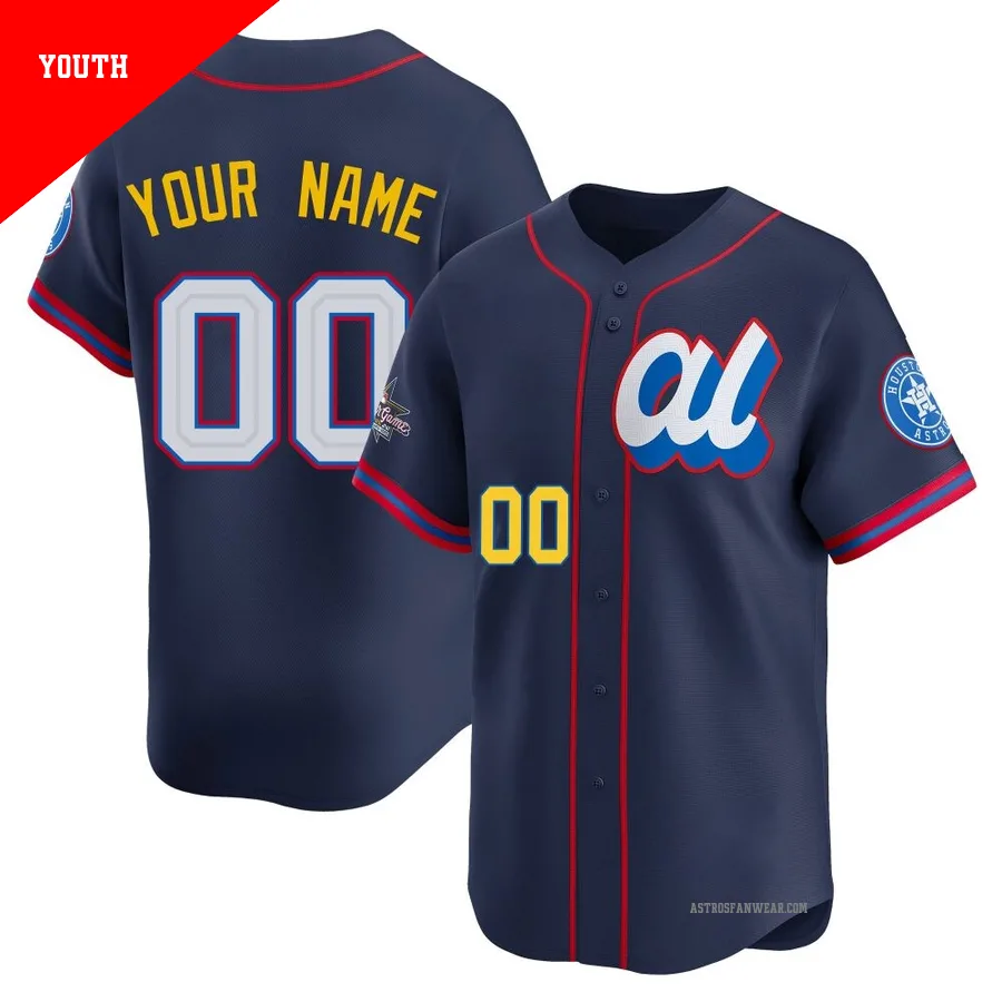 Houston Astros ＃00 Custom Youth Navy Limited American League 2025 All-Star Edition Jersey
