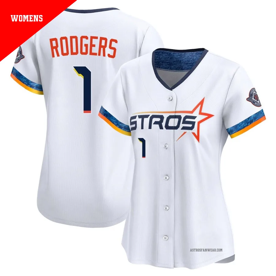 Houston Astros ＃1 Brendan Rodgers Women's White Limited 2025 City Connect Jersey