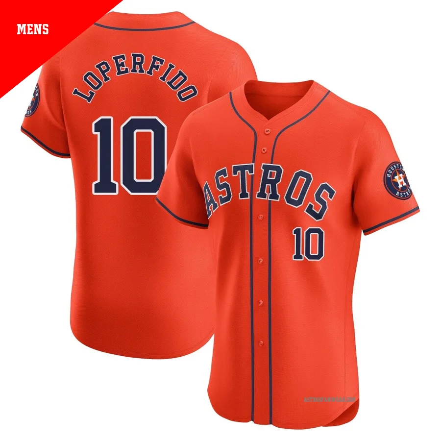 Houston Astros ＃10 Joey Loperfido Men's Orange Elite Alternate Vapor Premier Jersey