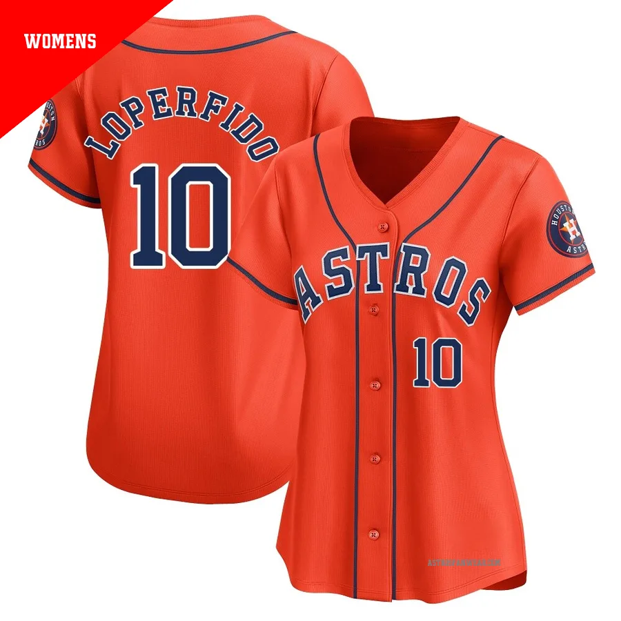 Houston Astros ＃10 Joey Loperfido Women's Orange Limited Alternate Jersey