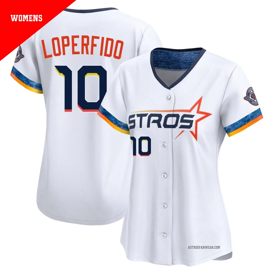 Houston Astros ＃10 Joey Loperfido Women's White Limited 2025 City Connect Jersey