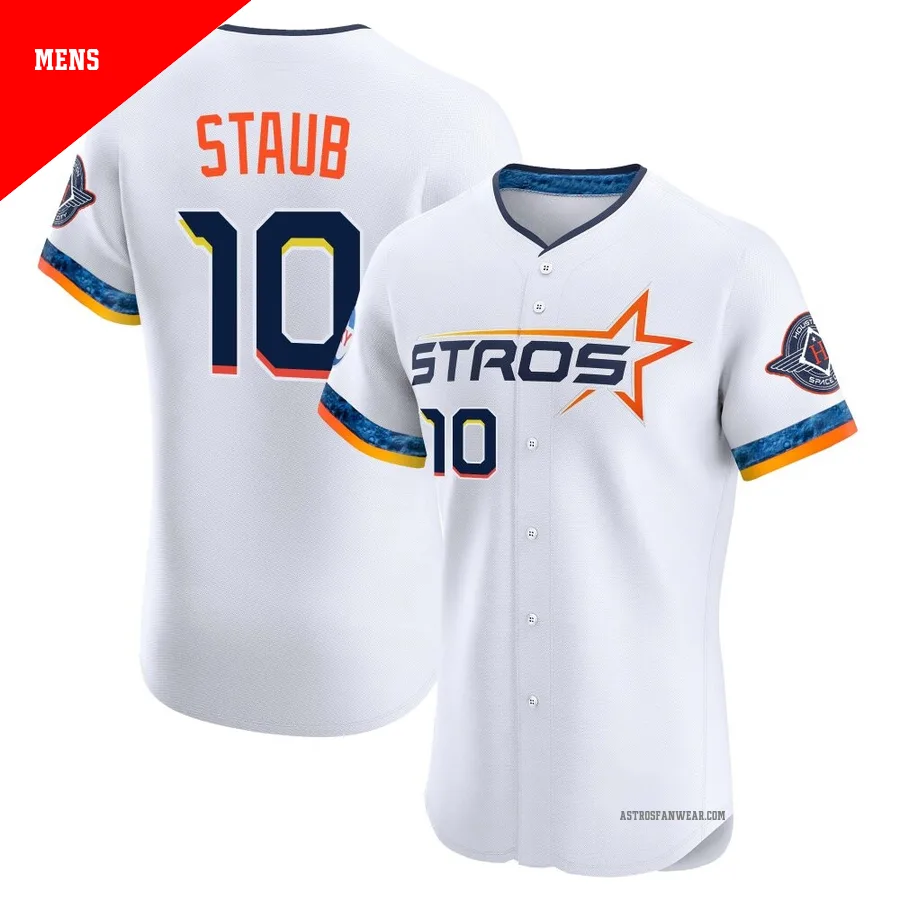 Houston Astros ＃10 Rusty Staub Men's White Elite 2025 City Connect Jersey