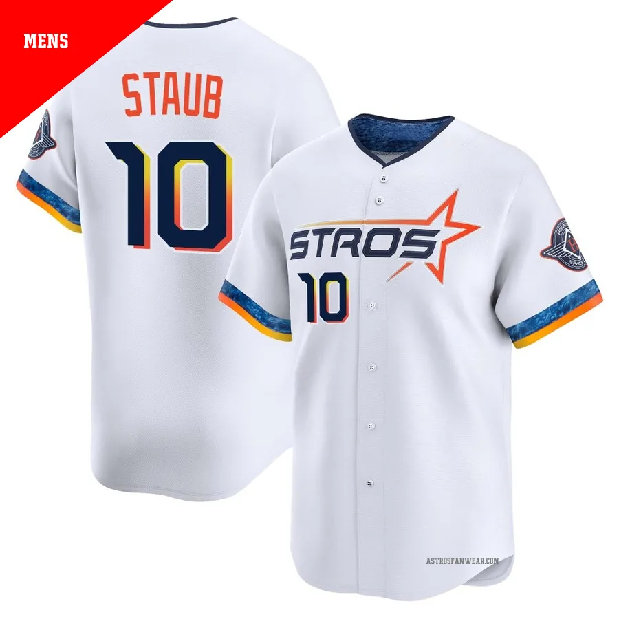 Houston Astros ＃10 Rusty Staub Men's White Limited 2025 City Connect Jersey