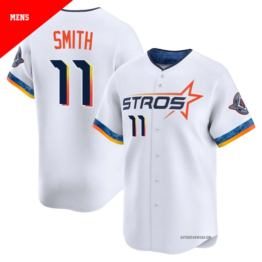 Houston Astros ＃11 Cam Smith Men's White Limited 2025 City Connect Jersey