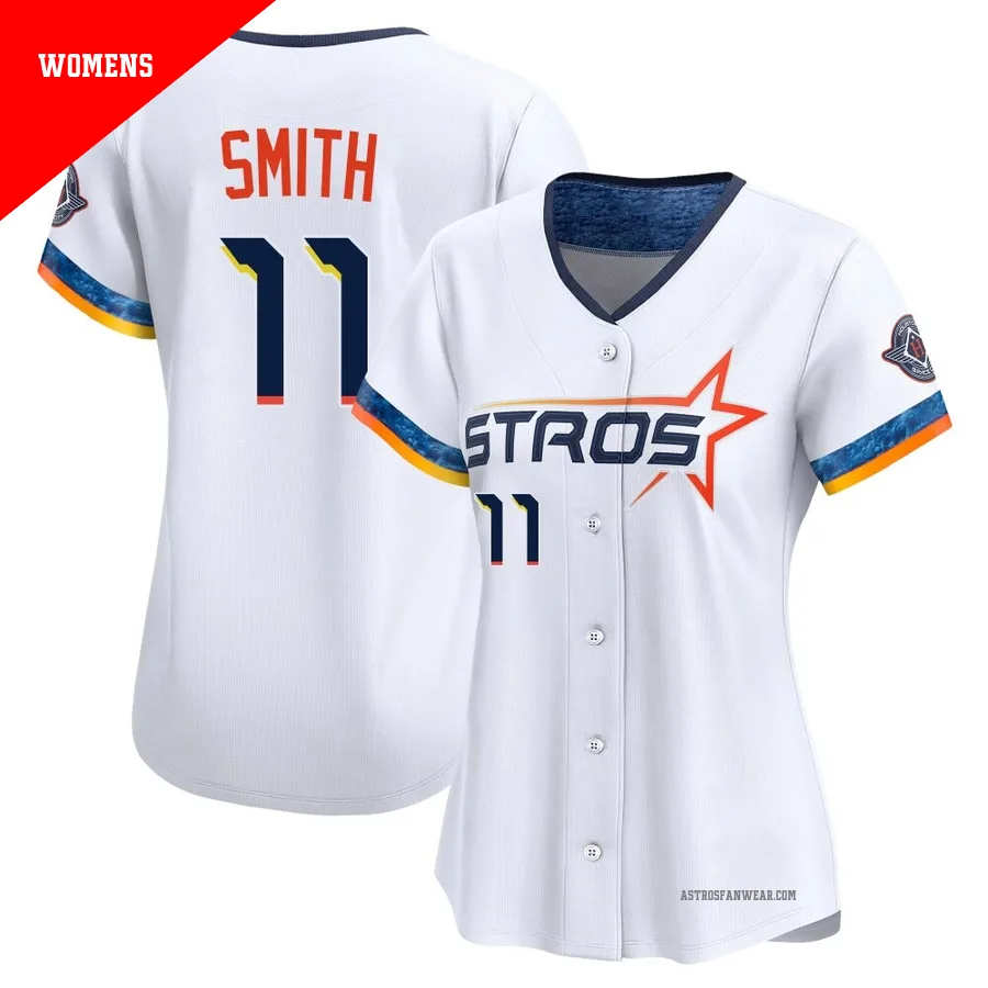 Houston Astros ＃11 Cam Smith Women's White Limited 2025 City Connect Jersey