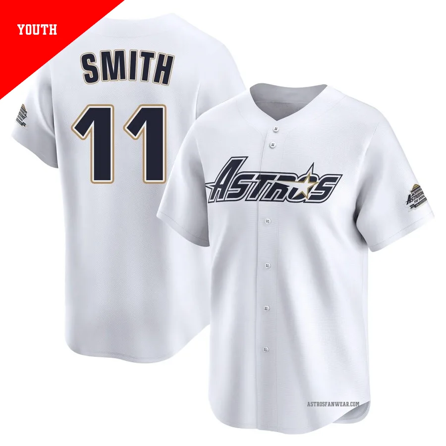 Houston Astros ＃11 Cam Smith Youth White Limited Throwback Cooperstown Collection Jersey