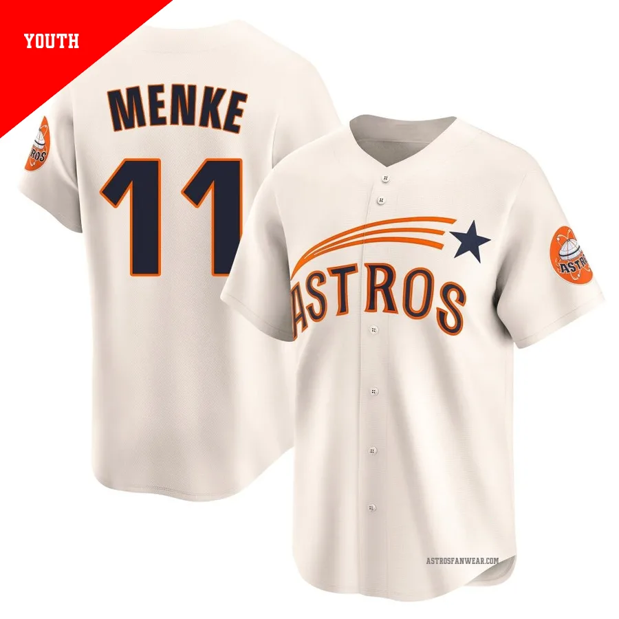 Houston Astros ＃11 Denis Menke Youth Cream Limited Throwback Cooperstown Collection Jersey