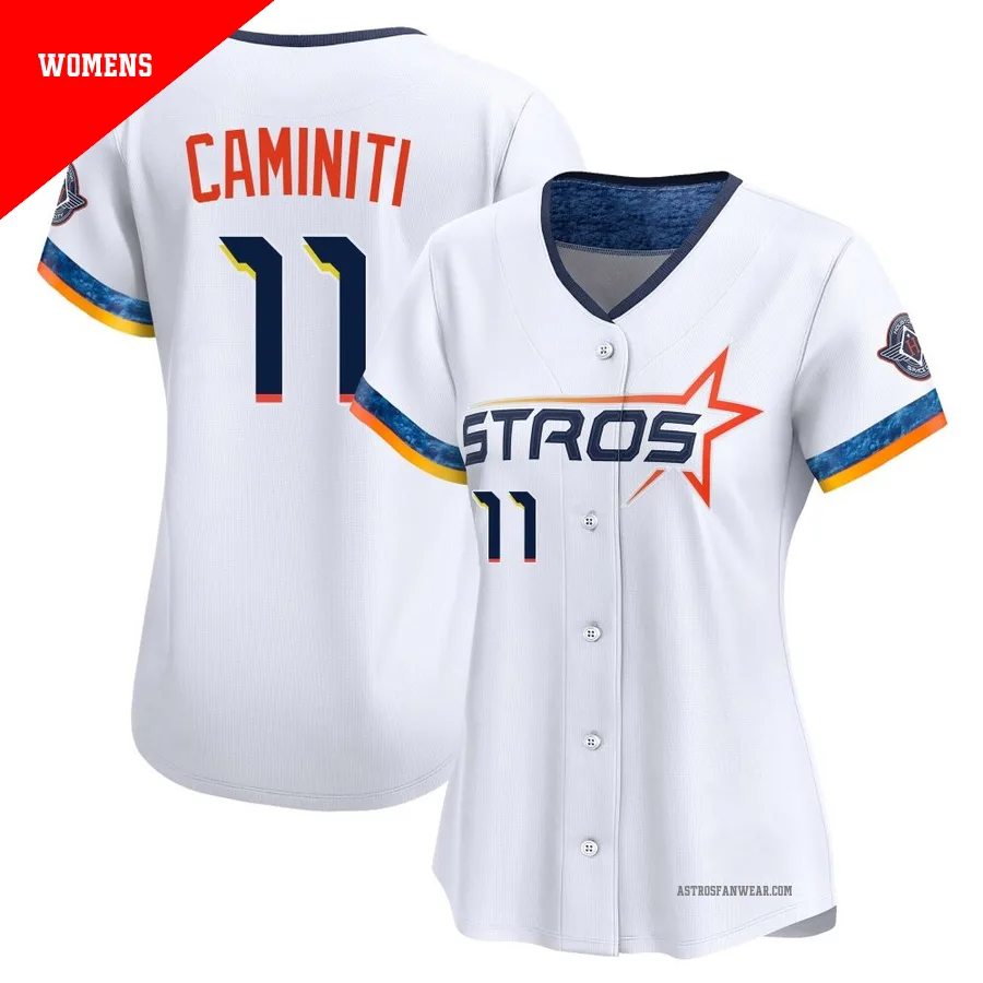 Houston Astros ＃11 Ken Caminiti Women's White Limited 2025 City Connect Jersey