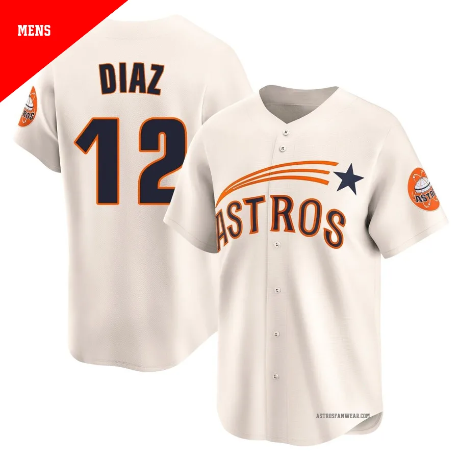 Houston Astros ＃12 Aledmys Diaz Men's Cream Limited Throwback Cooperstown Collection Jersey