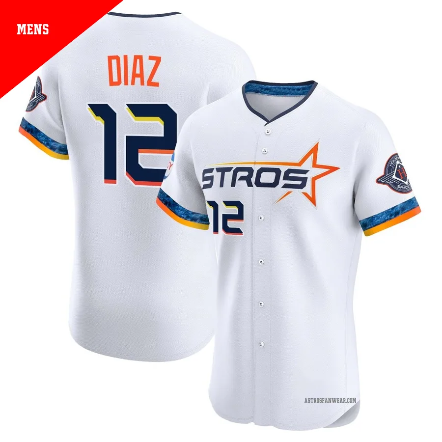 Houston Astros ＃12 Aledmys Diaz Men's White Elite 2025 City Connect Jersey
