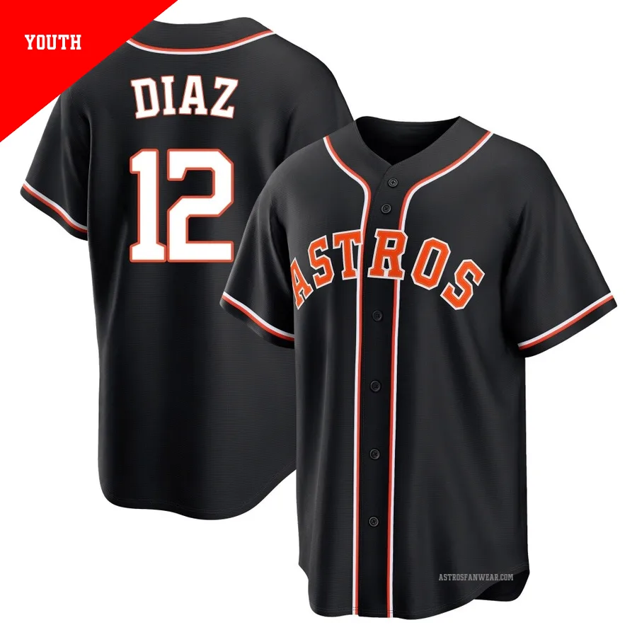 Houston Astros ＃12 Aledmys Diaz Youth Black Replica Fashion Out Jersey
