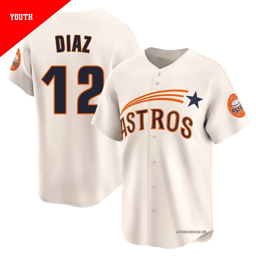 Houston Astros ＃12 Aledmys Diaz Youth Cream Limited Throwback Cooperstown Collection Jersey