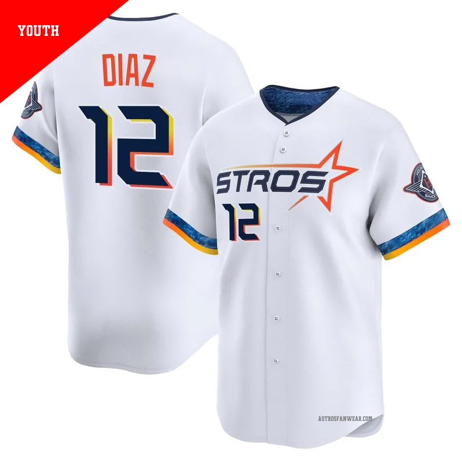 Houston Astros ＃12 Aledmys Diaz Youth White Limited 2025 City Connect Jersey