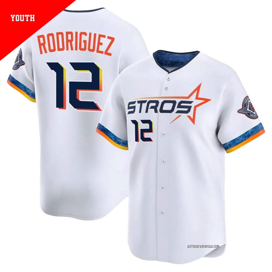 Houston Astros ＃12 Ivan Rodriguez Youth White Limited 2025 City Connect Jersey