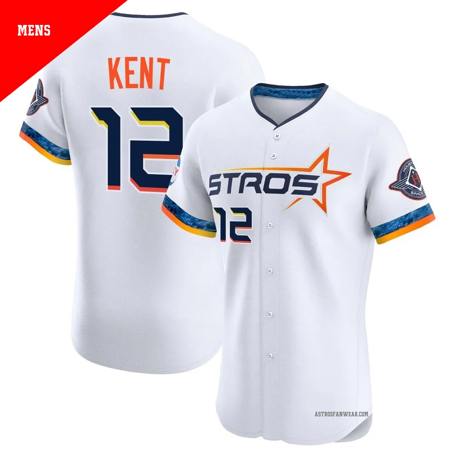 Houston Astros ＃12 Jeff Kent Men's White Elite 2025 City Connect Jersey