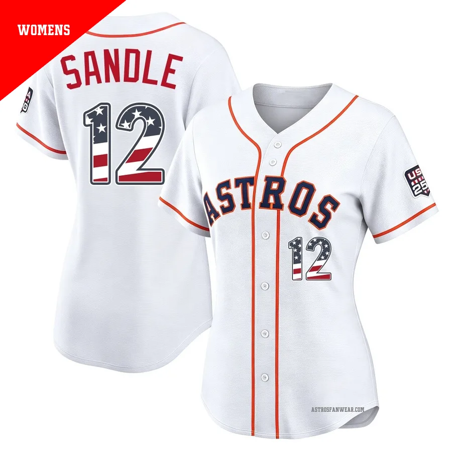 Houston Astros ＃12 Michael Sandle Women's White Limited USA 250 Fourth Of July Home Stadium Jersey