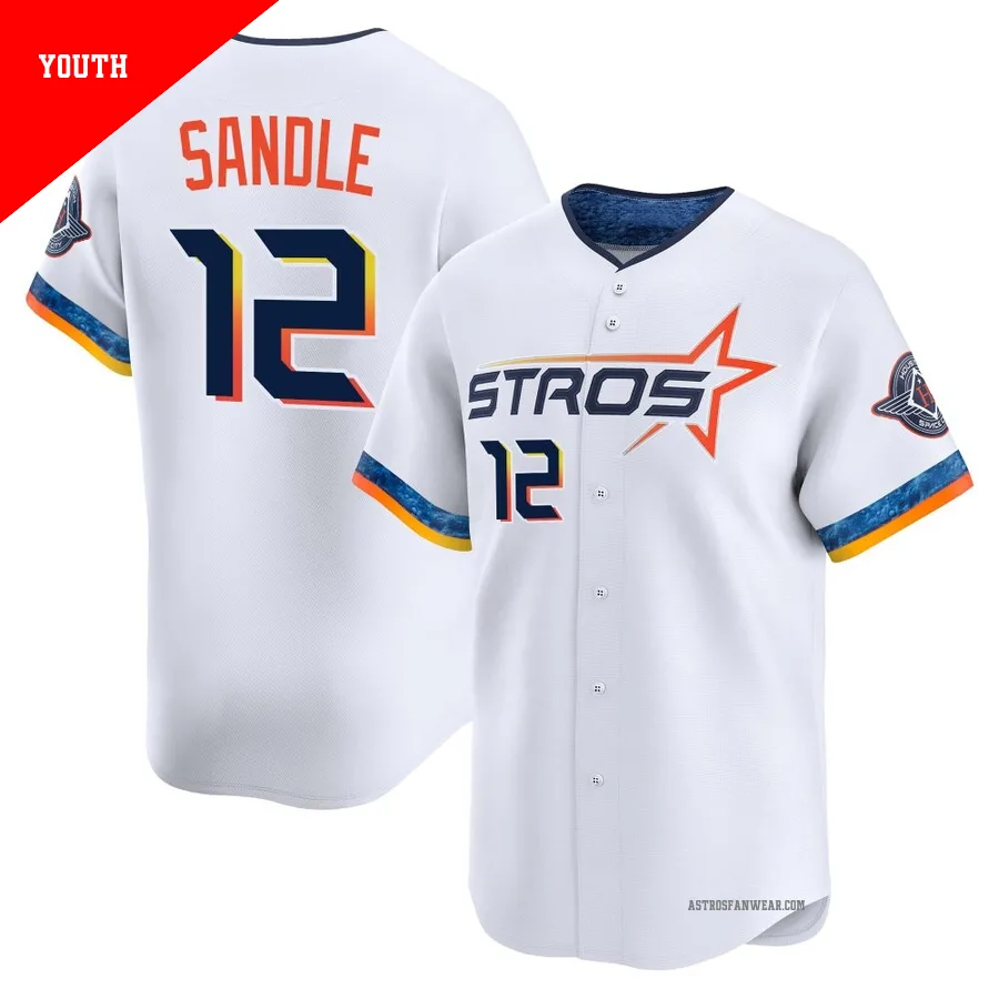 Houston Astros ＃12 Michael Sandle Youth White Limited 2025 City Connect Jersey