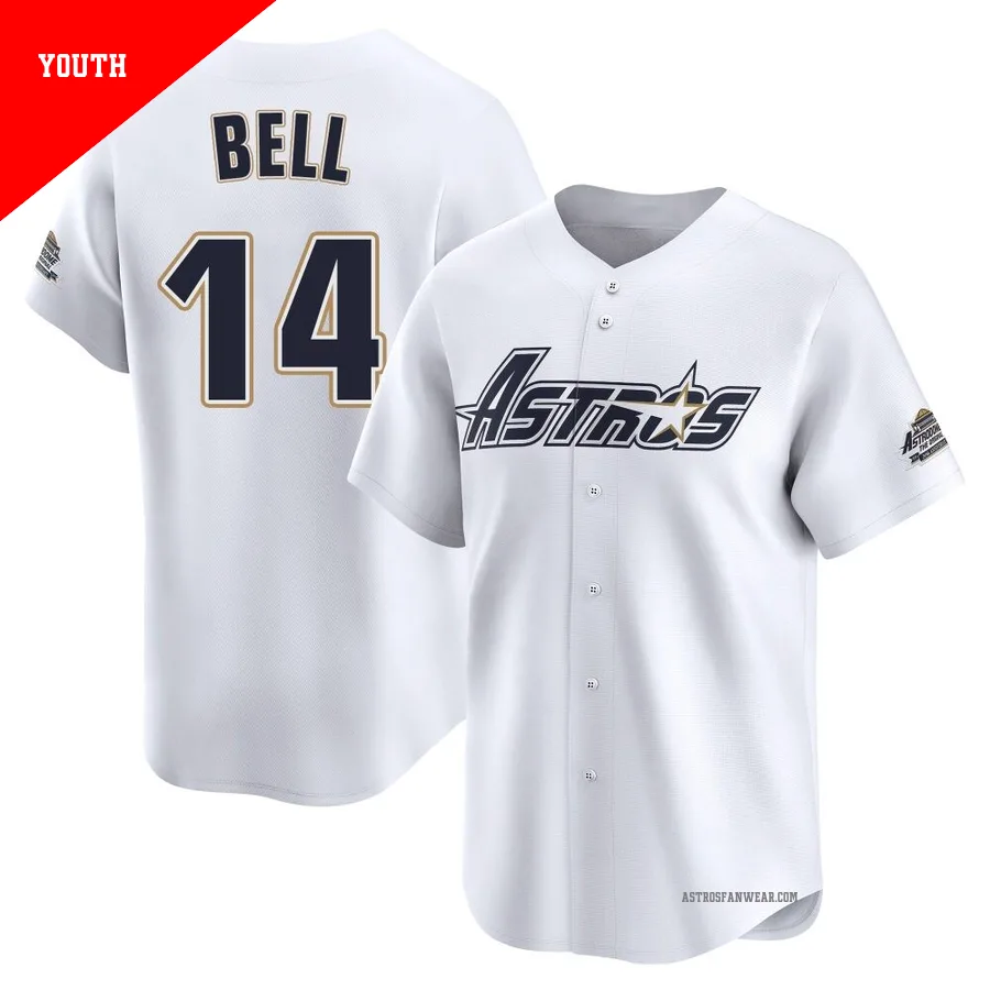 Houston Astros ＃14 Derek Bell Youth White Limited Throwback Cooperstown Collection Jersey