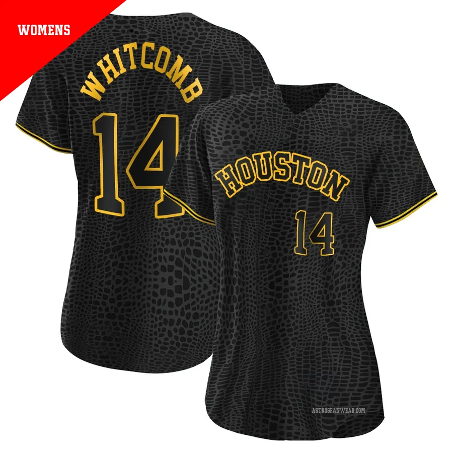 Houston Astros ＃14 Shay Whitcomb Women's Black Replica Snake Skin City Jersey