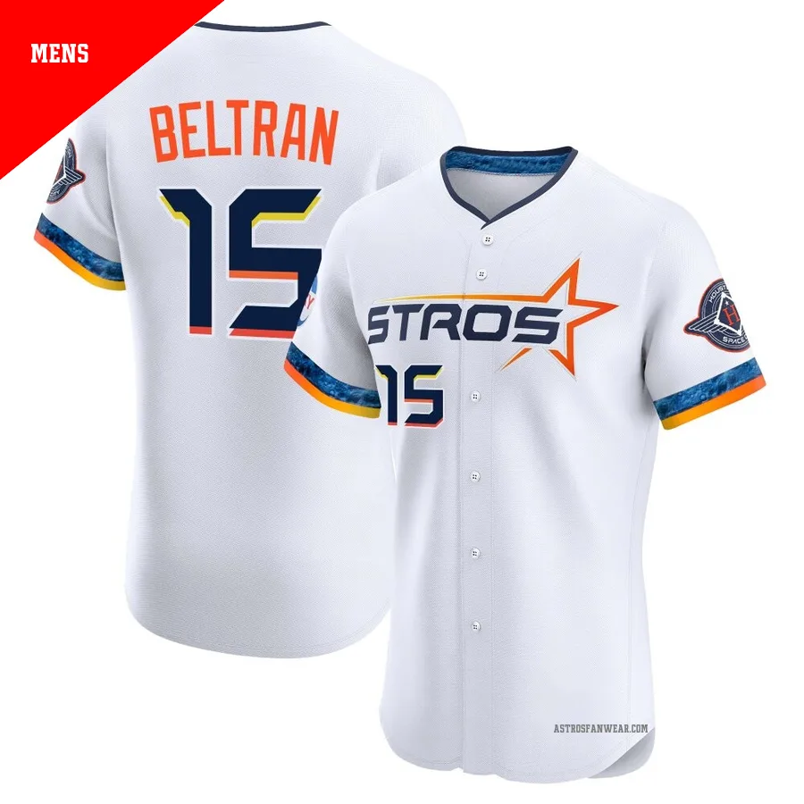 Houston Astros ＃15 Carlos Beltran Men's White Elite 2025 City Connect Jersey