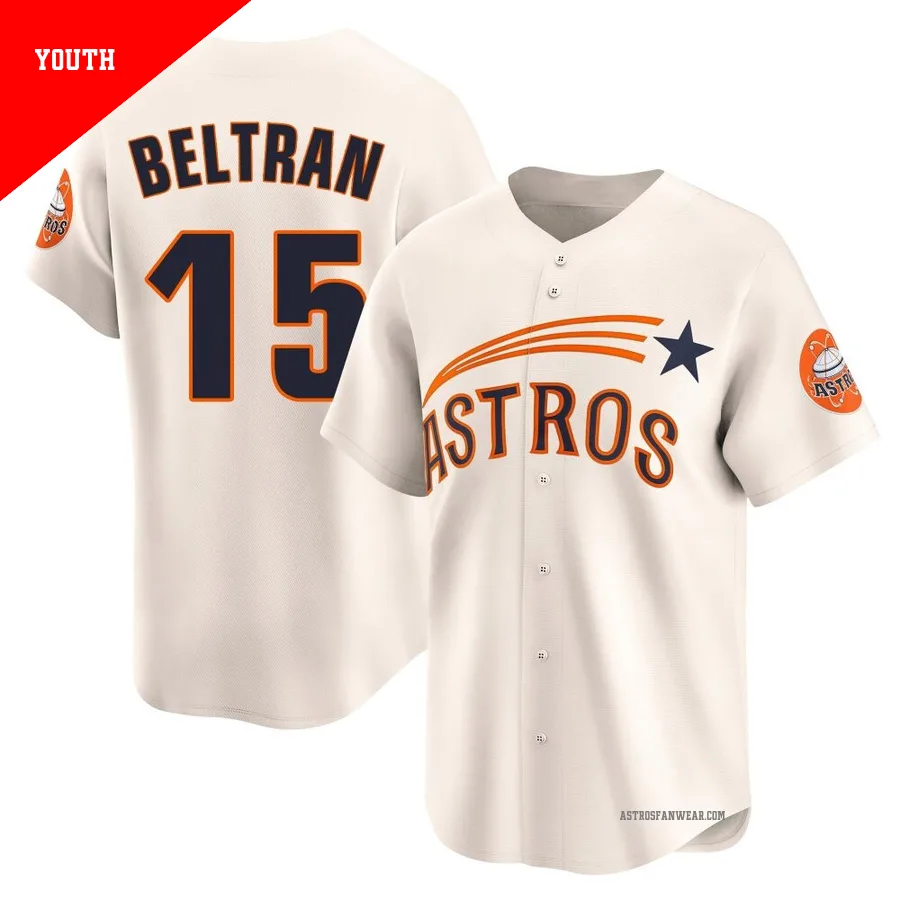 Houston Astros ＃15 Carlos Beltran Youth Cream Limited Throwback Cooperstown Collection Jersey