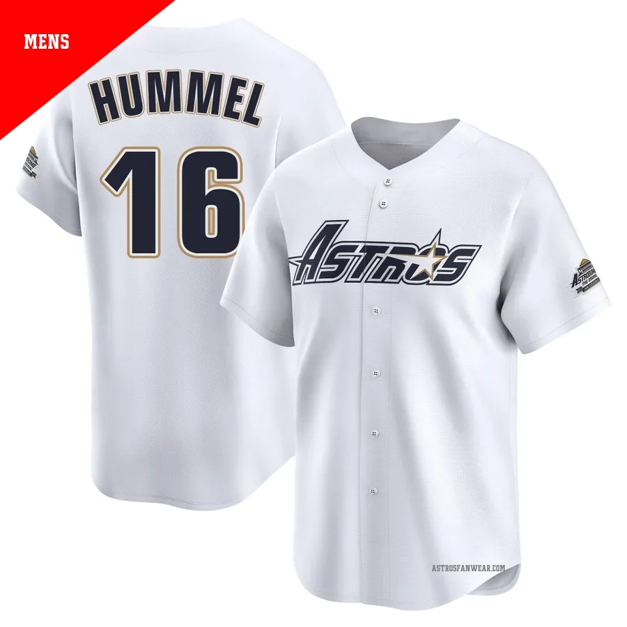 Houston Astros ＃16 Cooper Hummel Men's White Limited Throwback Cooperstown Collection Jersey