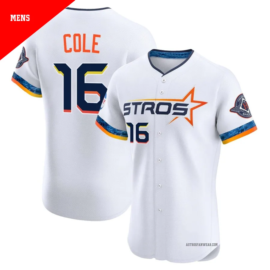 Houston Astros ＃16 Zach Cole Men's White Elite 2025 City Connect Jersey