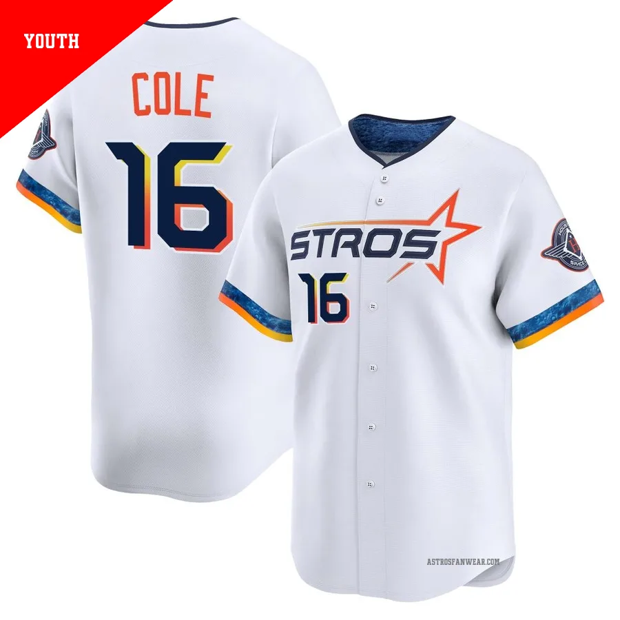 Houston Astros ＃16 Zach Cole Youth White Limited 2025 City Connect Jersey
