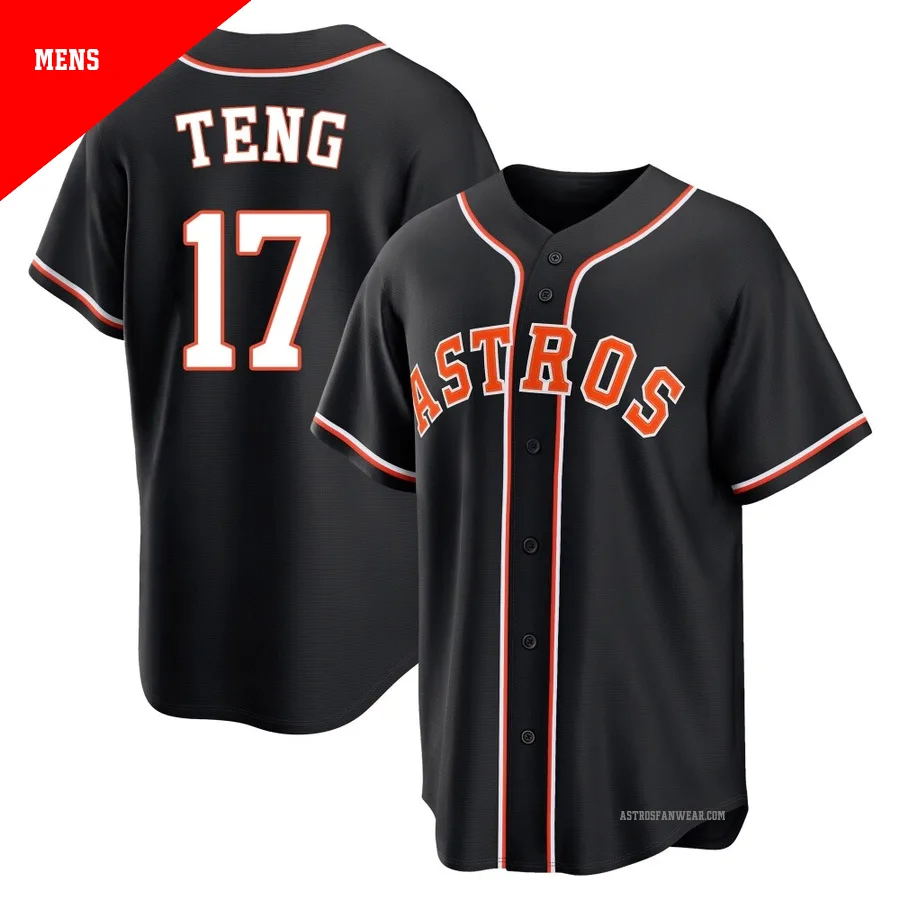 Houston Astros ＃17 Kai-Wei Teng Men's Black Replica Fashion Out Jersey