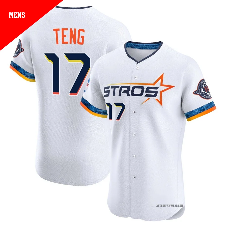 Houston Astros ＃17 Kai-Wei Teng Men's White Elite 2025 City Connect Jersey