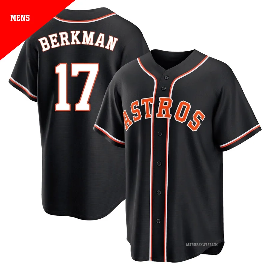 Houston Astros ＃17 Lance Berkman Men's Black Replica Fashion Out Jersey