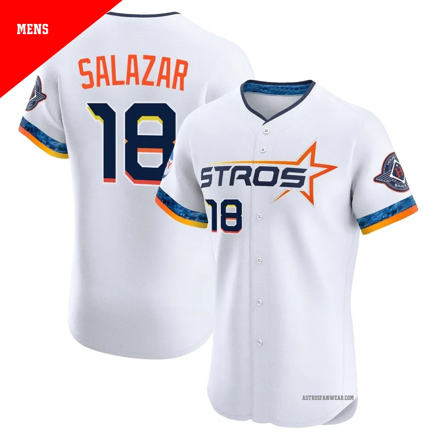 Houston Astros ＃18 Cesar Salazar Men's White Elite 2025 City Connect Jersey