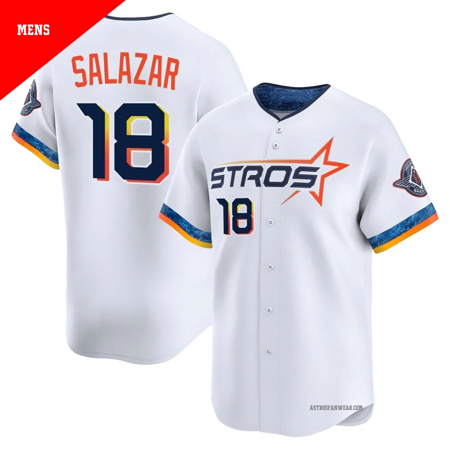Houston Astros ＃18 Cesar Salazar Men's White Limited 2025 City Connect Jersey