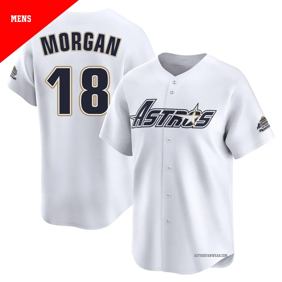 Houston Astros ＃18 Joe Morgan Men's White Limited Throwback Cooperstown Collection Jersey
