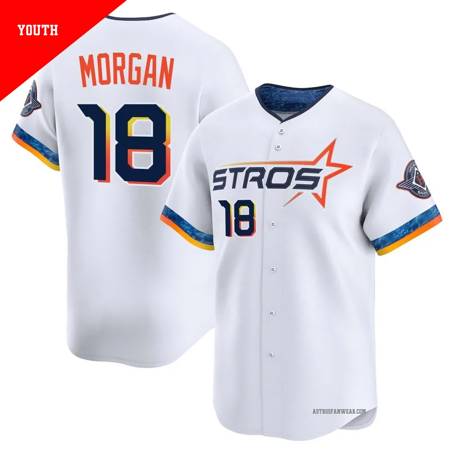 Houston Astros ＃18 Joe Morgan Youth White Limited 2025 City Connect Jersey