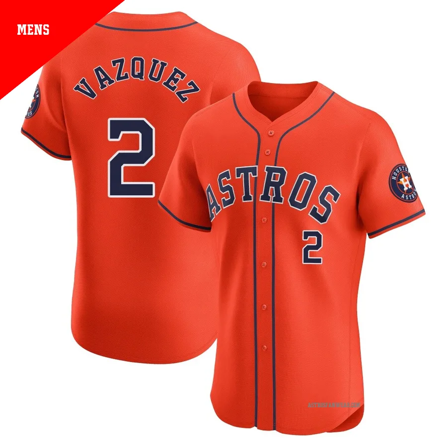 Houston Astros ＃2 Christian Vazquez Men's Orange Elite Alternate Vapor Premier Jersey