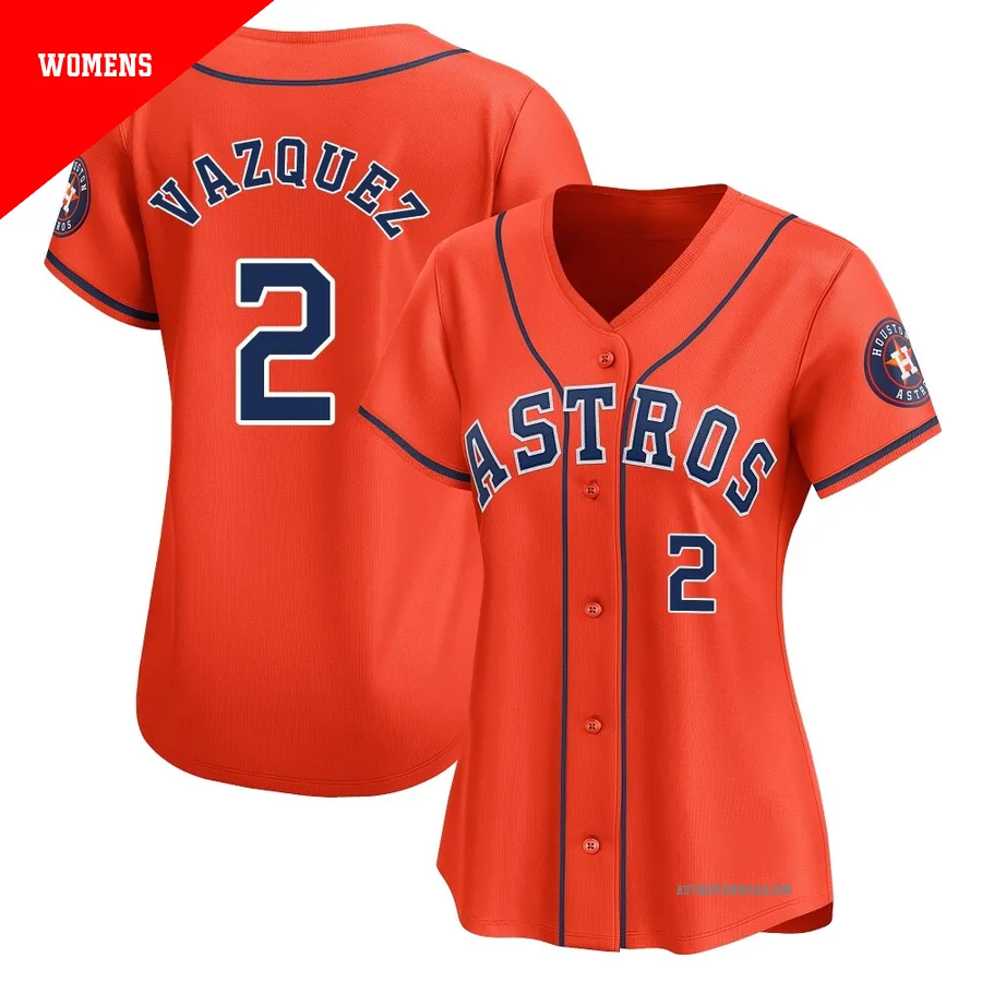 Houston Astros ＃2 Christian Vazquez Women's Orange Limited Alternate Jersey