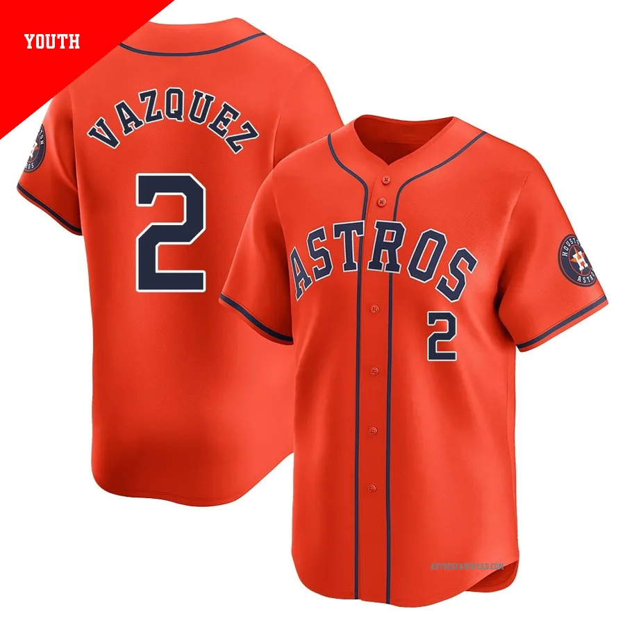 Houston Astros ＃2 Christian Vazquez Youth Orange Limited Alternate Jersey