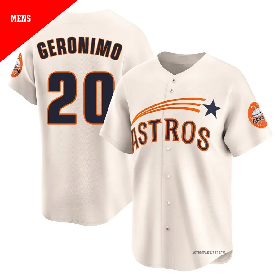 Houston Astros ＃20 Cesar Geronimo Men's Cream Limited Throwback Cooperstown Collection Jersey