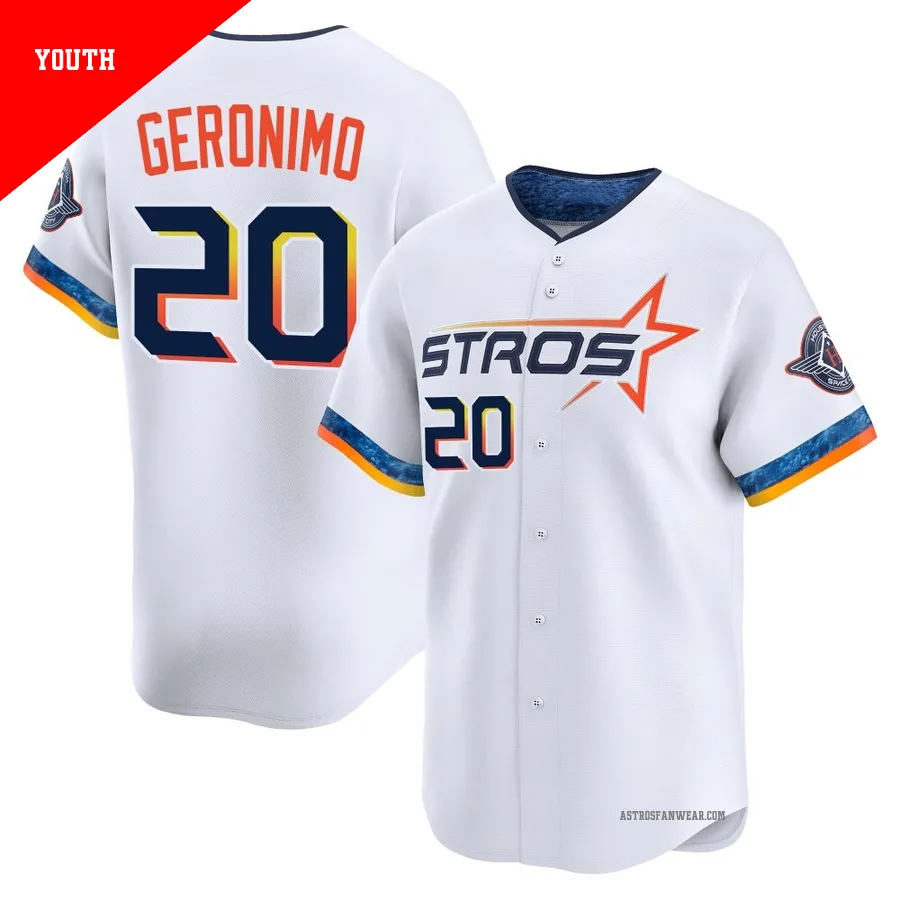 Houston Astros ＃20 Cesar Geronimo Youth White Limited 2025 City Connect Jersey