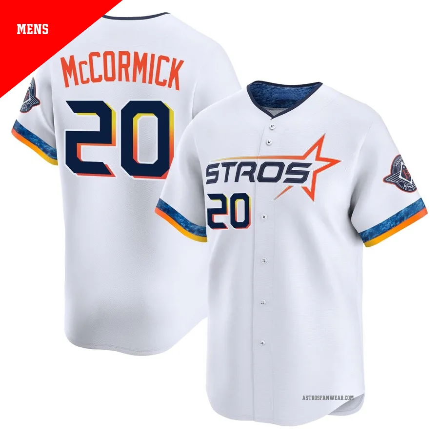 Houston Astros ＃20 Chas McCormick Men's White Limited 2025 City Connect Jersey