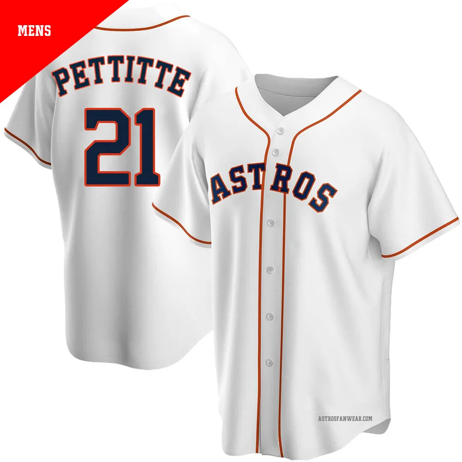 Houston Astros ＃21 Andy Pettitte Men's White Replica Home Jersey