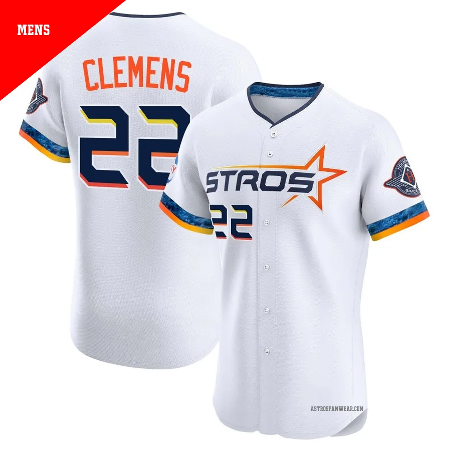 Houston Astros ＃22 Roger Clemens Men's White Elite 2025 City Connect Jersey
