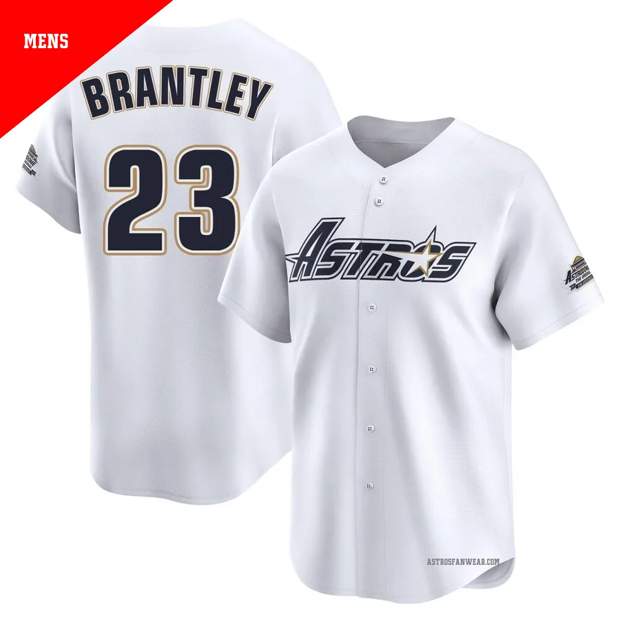 Houston Astros ＃23 Michael Brantley Men's White Limited Throwback Cooperstown Collection Jersey