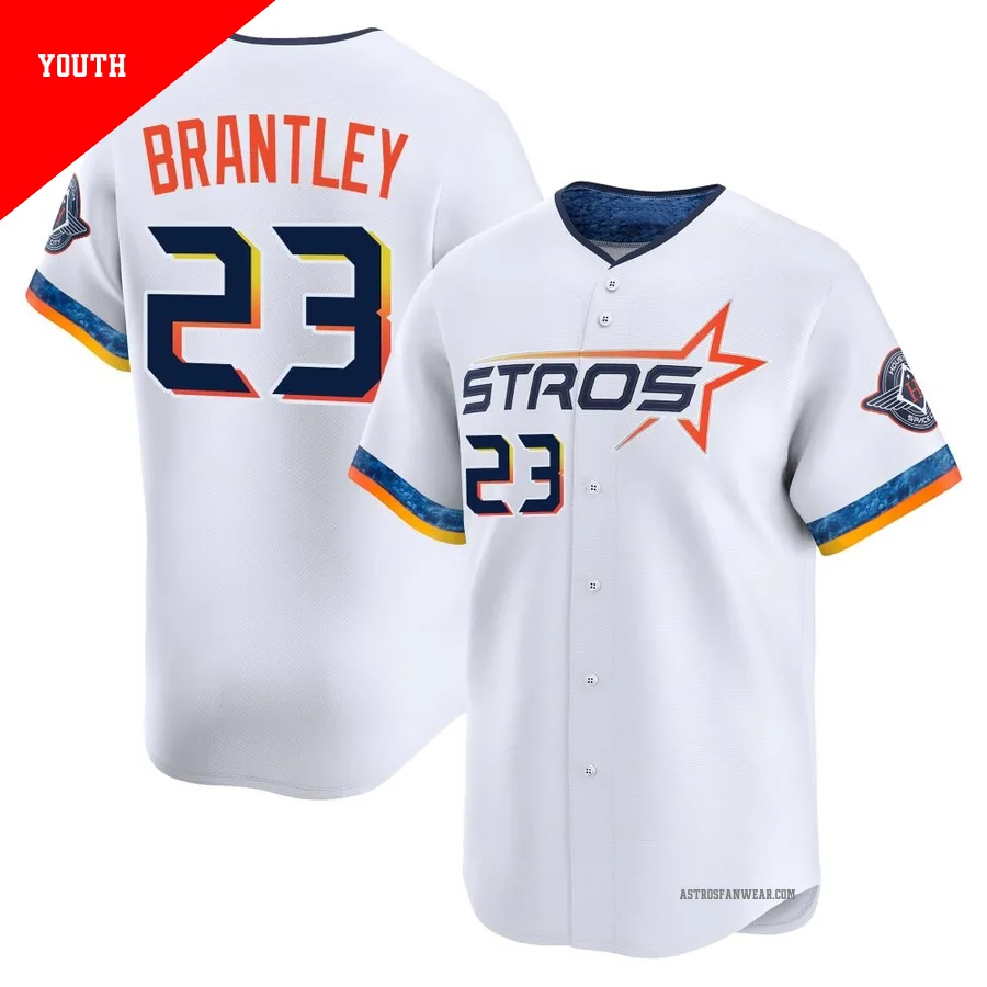 Houston Astros ＃23 Michael Brantley Youth White Limited 2025 City Connect Jersey