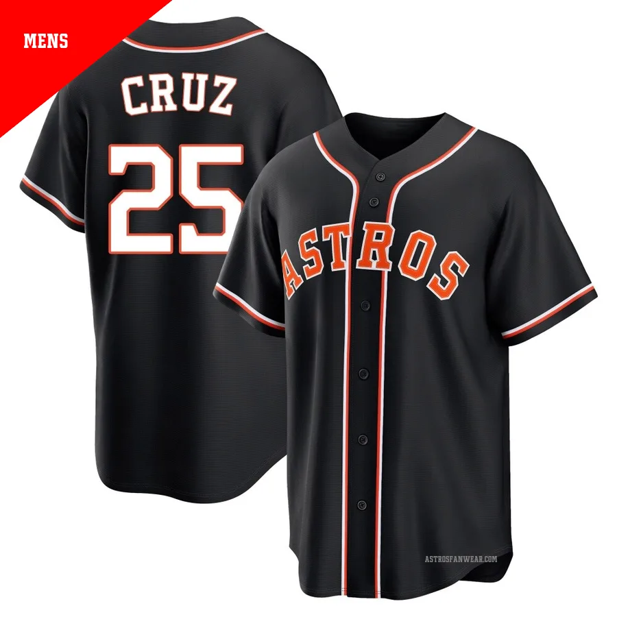 Houston Astros ＃25 Jose Cruz Jr. Men's Black Replica Fashion Out Jersey