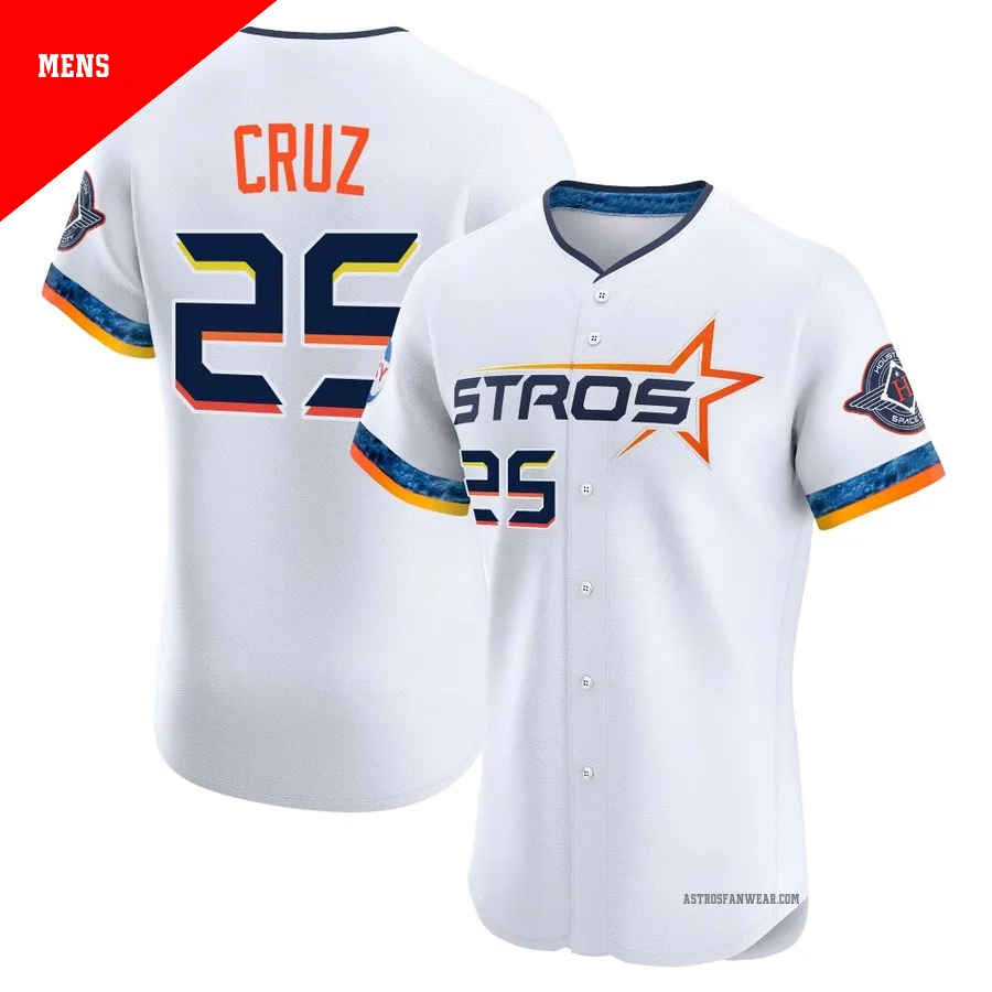 Houston Astros ＃25 Jose Cruz Jr. Men's White Elite 2025 City Connect Jersey