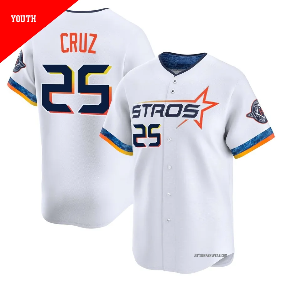 Houston Astros ＃25 Jose Cruz Jr. Youth White Limited 2025 City Connect Jersey